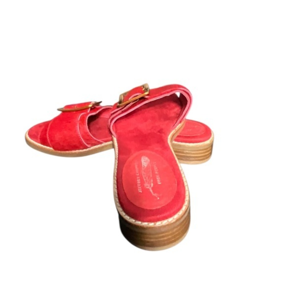 Jeffrey Campbell Sandals Womens 7.5 Red Free People Calf Hair Buckle Slide Shoes - Picture 5 of 16
